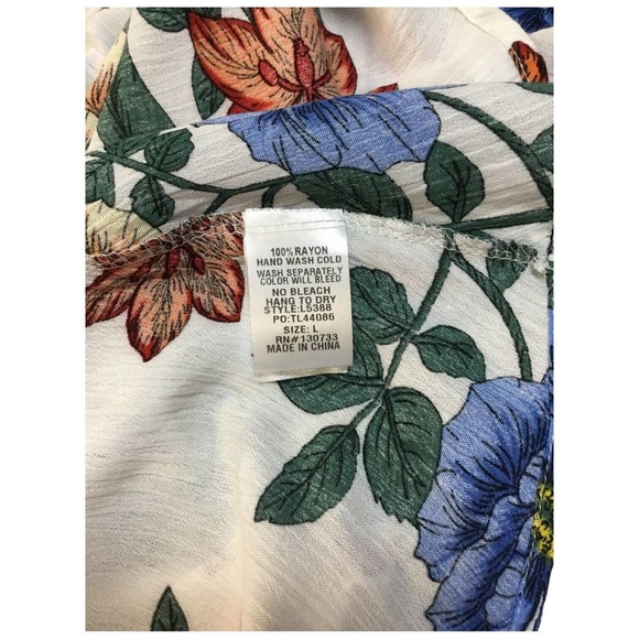 Umgee Tropical Floral Flare Sleeve Tie Front Fit Dress L - Picture 13 of 14